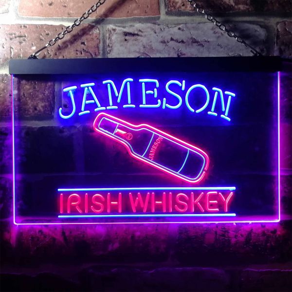 Jameson Irish Whiskey Bottle Dual LED Neon Light Sign